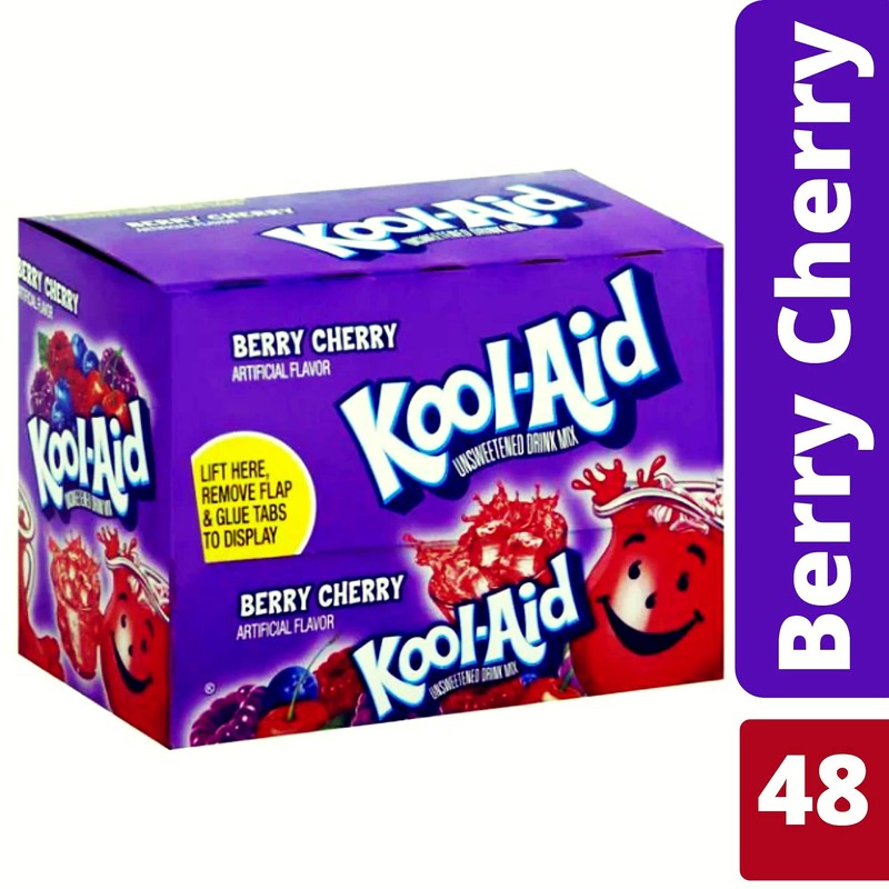 Kool-Aid Unsweetened Drink Mix, Berry Cherry, Caffeine-free, Individually Wrapped, 0.17