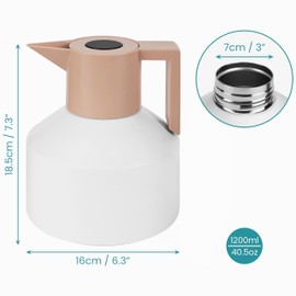 Belle Vous White Stainless Steel Insulated Coffee Carafe - 1.2L/40.5oz Double-Walled Vacuum Jug - Hot for 8 Hours/Cold for 12 Hours - Thermal Pot Flask for Coffee, Tea, Water & Other Drinks/Beverages