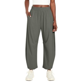 Ugerlov Womens Barrel Ankle Pants Quick Dry Lightweight Hiking Pants Wide Leg Baggy High Waisted Trousers with Pockets, Grey S