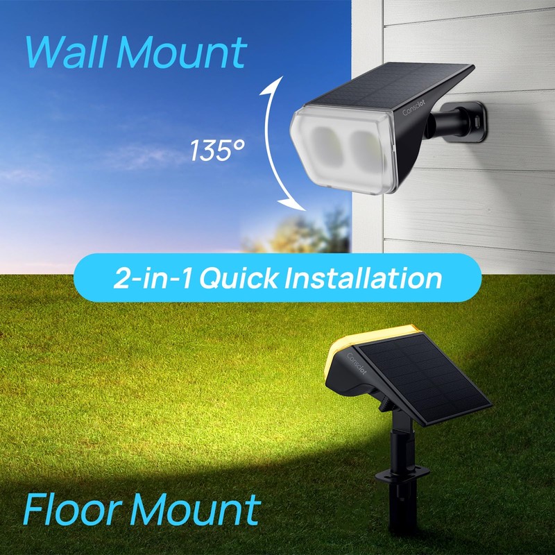 Consciot Solar Spot Lights Outdoor Waterproof, 24 LED Dusk-to-Dawn Solar