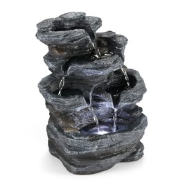WICHEMI Indoor Fountain Tabletop Fountain Waterfall Fountains Stacked Rocks Water Feature Feng Shui Zen Meditation Relaxation Desktop Fountain for Home and Office Indoor Spaces Decor (Style 20)