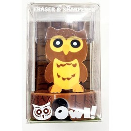 Keycraft Owl Eraser and Sharpener - one sent at random