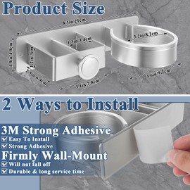 QTLCOHD 2 Pcs Hair Dryer Holder Wall Mount Aluminum Blow Dryer Holder Adhesive Curling Iron Holder Hair Tool Organizer for Bathroom Curling Iron Hairdryer Straightener