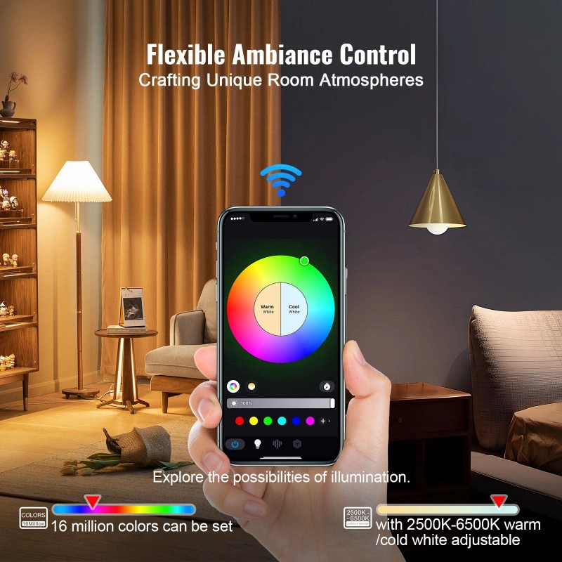 Smart LED Light Bulbs 9W 800Lm RGB Color Changing Wi-Fi