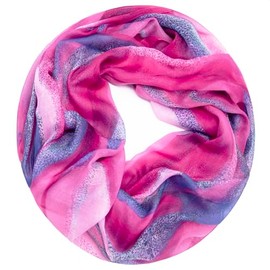 Gloop Loop Tube Scarf for Women Scarf Silky Airy Light with Colourful Pattern Print, Pink-dark blue