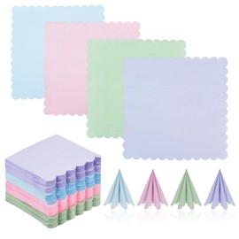 DIYJEP Pack of 160 Colourful Birthday Napkins, 2-Ply Cocktail Napkins with Lace, 25 x 25 cm Napkins Wedding for Baby Shower, Birthday Party Accessories, Table Decorations (Green, Pink, Blue, Purple)