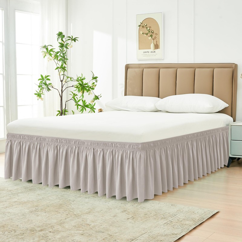 Biscaynebay Wrap Around Bed Skirts for Queen Beds 14" Drop,
