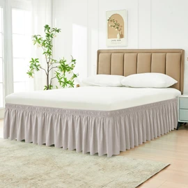 Biscaynebay Wrap Around Bed Skirts for Queen Beds 14" Drop, Camel Grey Adjustable Elastic Dust Ruffles Easy Fit Wrinkle Resistant Silky Luxurious Fabric Machine Washable