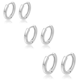 3 Pairs Sterling Silver Hoop Earrings for Women S925 Huggie Hoop Earrings With Cubic Zirconia Small Cartilage Sleepers Huggie Hinged Earrings Set for Girls Men