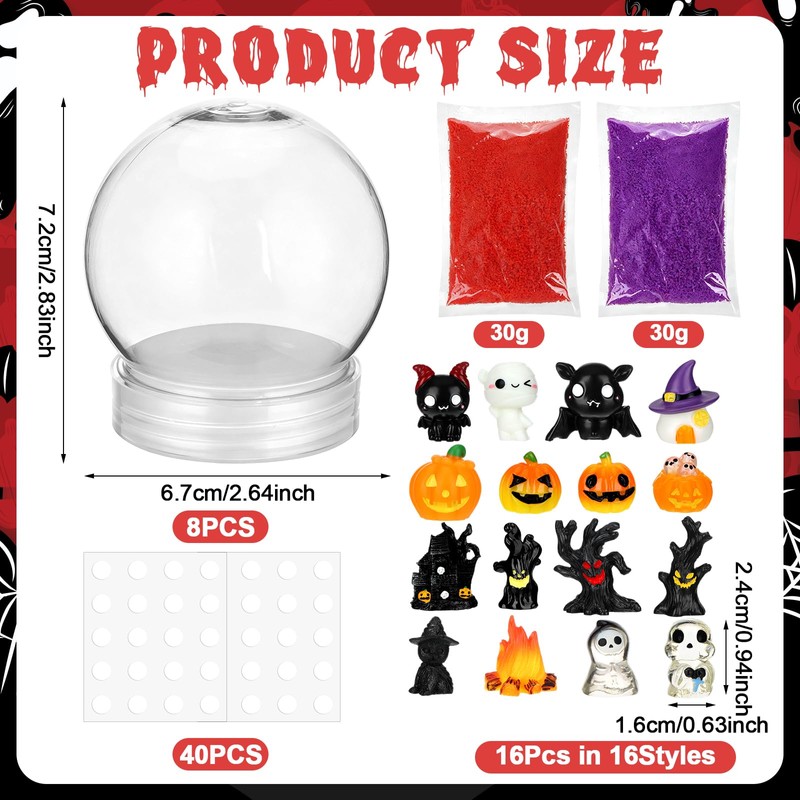 8 Sets Halloween DIY Snow Globe Kit Make Your Own