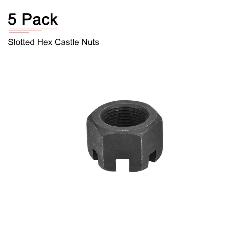 DTGN M20x1.5mm(DxP) Slotted Hex Castle Nuts - 5Pack - Good