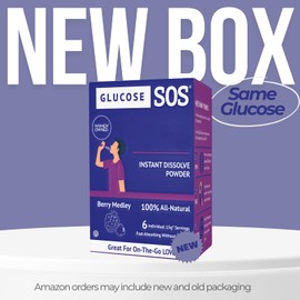 Glucose SOS Glucose Berry Medley Glucose Powder, Natural Dextrose Packets, Fast-Absorption, Instantly Dissolves, No Water Needed, 6 Sachets per Box
