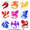 FINGERINSPIRE 9 PCS Dragon Painting Stencil 5.9x5.9inch Dragon Silhouette Template