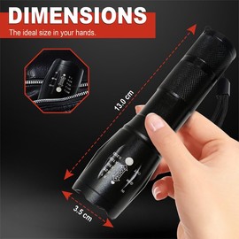 SRV Hub LED Tactical Flashlight - Military Grade Xmas Flashlights High Lumens 2000, 5 Modes, Waterproof, Zoomable Focus, Over 2 Miles Visibility Portable for Camping Outdoor |13cm
