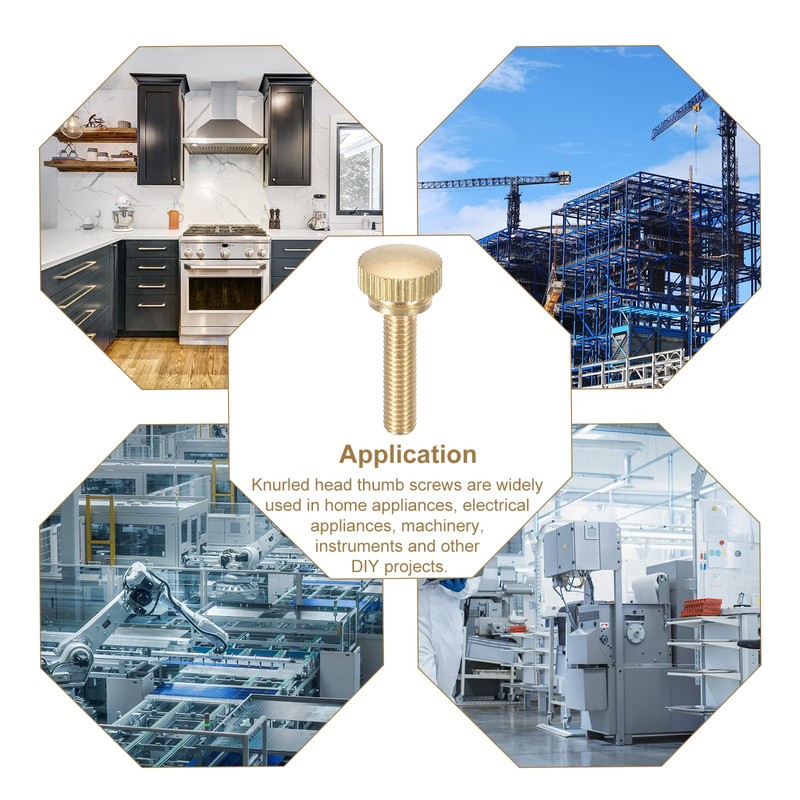 sourcing map M5x20mm Knurled Thumb Screws, 4pcs Brass Knurled Thumb