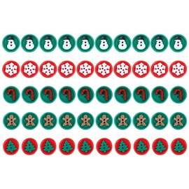 Healifty Pack of 50 Christmas Buttons Embellishments Christmas Tree Snowflake Snowman Candy Cane Gingerbread Decoration Sewing Craft Buttons (Random Style)