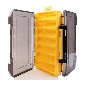FOLANDO Fishing Lure Tackle Box, 14 Grids Double-Sided Fishing Lure Hook Tackle Box Transparent Plastic Tackle Storage Box 19 x 11 cm, Waterproof Storage Case