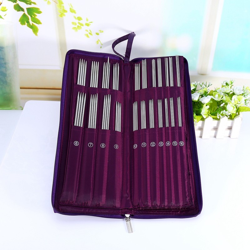 Steel Straight Circular Knitting Needles Crochet Hook Weave Tool Set