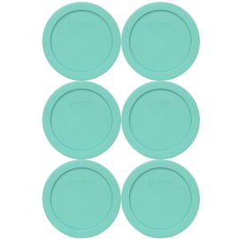 Pyrex 7200-PC Sea Glass Blue Round Plastic Food Storage Lid, Made in the USA - 6 Pack