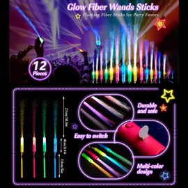 Optic Wands, 12 PCS Glow Sticks Party Pack, LED Light Up Glow Sticks with 3 Modes, Colorful Glow in the Dark Sticks for Kids and Adults, Perfect for Birthday, Christmas, and Parties
