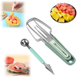 TUZHE Set of 4 Melon Cutters, Watermelon Cutter, Melon Cutter, Fruit Cutter for Cantaloupe, Papaya, Dragon Fruit