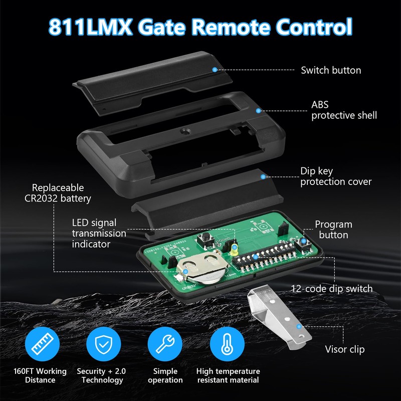 for Liftmaster 811LMX Gate Remote, Compatible with Liftmaster Gate Opener