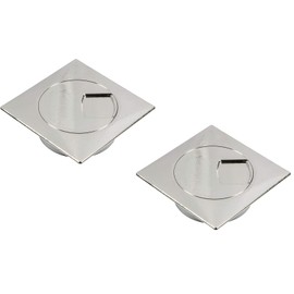 Gedotec Cable guide desk made of sturdy ABS plastic, 2 pieces square cable passages, 60 mm, plaza, cable box, chrome look, cable guide square for push-in, cable duct