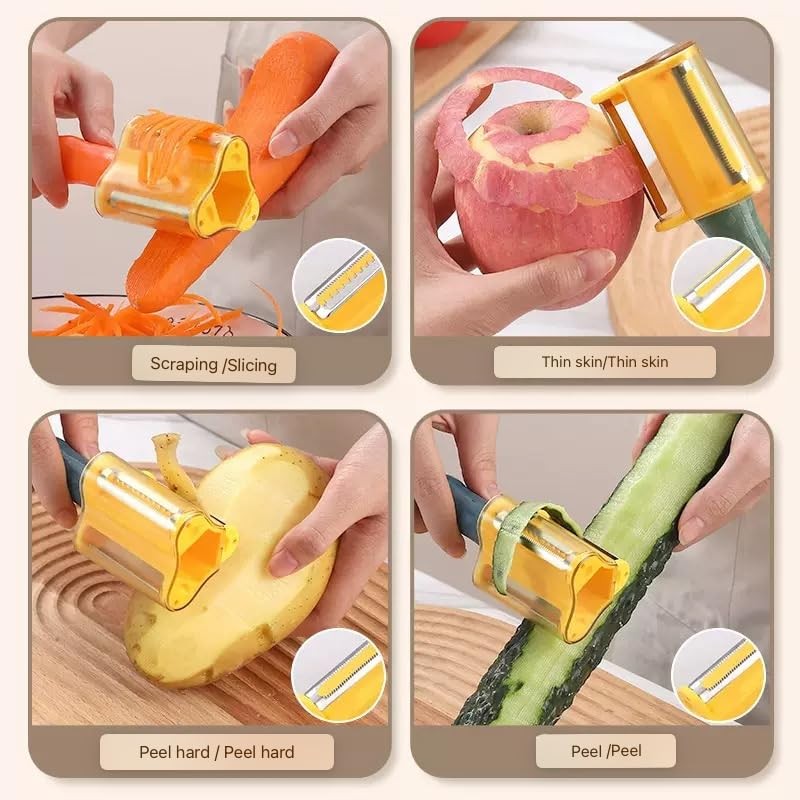 3-in-1 Vegetable Peeler,Three Kinds of Blades,Wire Removal, Peeling and Sawtooth