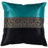 GULAAL ART Teal Blue & Black Indian Soft Silky Satin