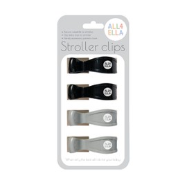 All4Ella Baby Blanket Stroller Clips (4 Pack) | Hooks Muslin to Stroller | Australian Baby Product | Infant/Toddler | Black/Grey