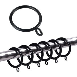 DIODUODA Shower Curtain Rings 32 Pcs Black Curtain Hooks for Drapes 1.5 Inch Inner Diameter Metal Drapery Ring with Eyelets, Drapery Rings Curtain Rod Hanging Rings
