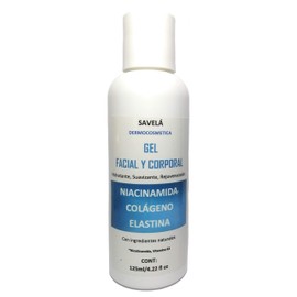 Gel Facial y corporal, Niacinamida, Colágeno y Elastina 125ml. Hidratante, Unificación tono de piel, Luminosidad, Piel tendencia grasa, Post Peeling.