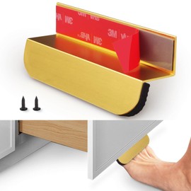 RVPEKUPE 1-Pack Under Cabinet Foot Pull with Adhesive and Screws, Hands Free Toe Foot Pull Opener for Kitchen Trash Cabinet Drawer, 4 Inch (Gold)