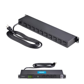 StarTech.com 16-Outlet Horizontal Rack Mount Metered PDU, 1U Server Power Strip w/Surge Protector, 8ft/2.4m Power Cable, TAA