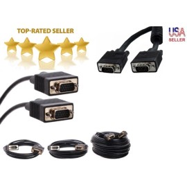 Unbranded/Generic 6FT 10FT 25FT 50FT 75FT 100FT HD15 SVGA VGA Monitor Cable M/M Male To Male Cord - 6ft.