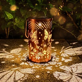 Solar Lanterns Outdoor Hanging Lanterns, Butterfly Hollowed Metal Decoration Lantern, Waterproof LED Decorative Garden Light - Delicate Garden Decoration for Patio, Yard, Pathway, Landscape