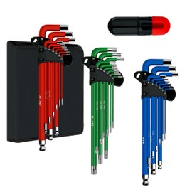 C&T 27-Piece Allen Wrenches Sets, Allen Key Set, SAE(1/16"-3/8"), Metric(1.5-10mm), TORX(T10-T50), Metric & SAE Ball End & T-Handle, CR-V, for Bike, Motorcycle, Furniture Repair