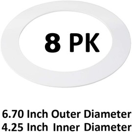 Lighting Labs 8 Pack Gloss White Goof Trim Ring for 4 Inch Recessed Can Lighting Down Light, Outer Diameter 6.7 inches, Inner Diameter 4.2 Inches