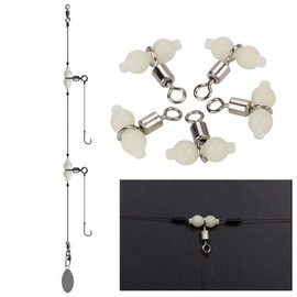 Keenso Fishing Swivels, Pack of 5 Fluorescent Beads Swivels Easily Watch No Tangle for Night Fishing (L)