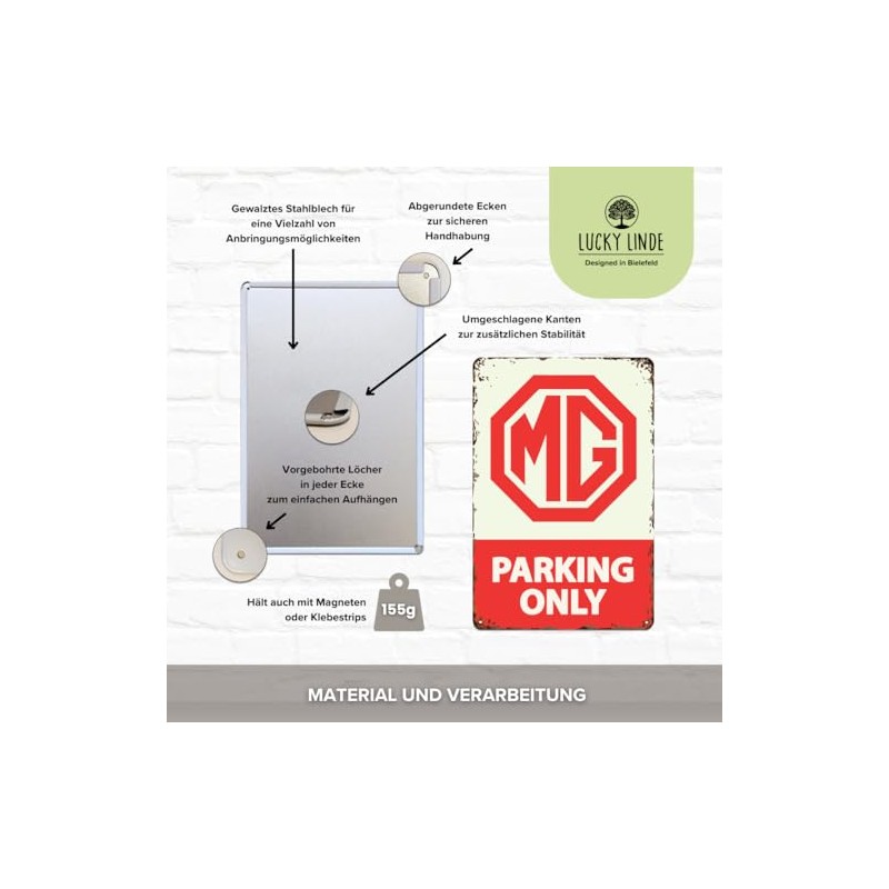 LUCKYLINDE Retro Tin Sign Suitable for MG Oldtimer Fans and