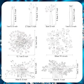 44 Peines de Boda Accesorios para Cabello de Novia de Cristal de Perla de Imitación Clips de Peine Lateral para Cabello Pinzas para Cabello de Flores en Forma de U (Estilo Delicado)
