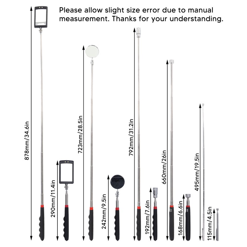 5 Pcs Magnetic Pickup Tool Set 10lb 8lb 1.5lb Pick