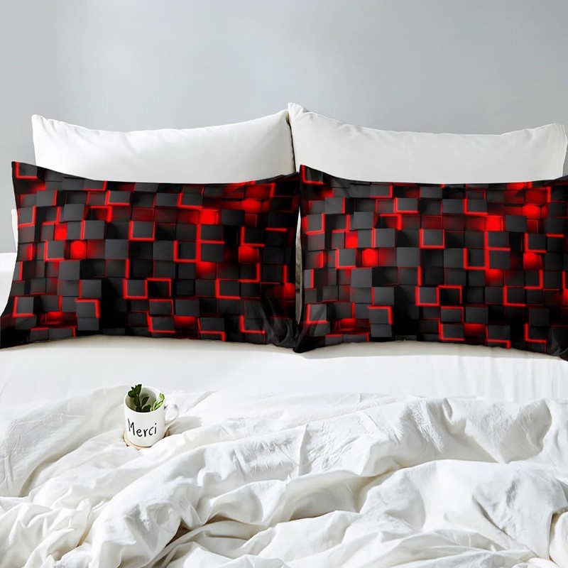 Tabeskly Boy Kids Geometry Square Lattice Bedding Single Duvet Cover