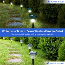 Dusk to Dawn Outdoor Timer Outlet Waterproof, Digital Outdoor Remote Control Outlet, Outdoor Light Timer, 125V/15A 100 FT Outdoor Timer for Pool Pump, Chicken Coop Landscape Lights, Fountains