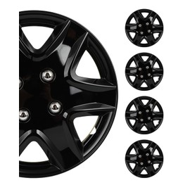 SCITOO Hub Caps Universal Snap On Hubcap Auto Tire Replacement Exterior Cap OEM Steel Wheel Hubcaps Wheel Cover Rim 14 Inch 4-Pack PP Black
