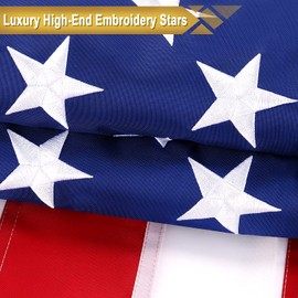 TOPFLAGS American Flag 4x6 FT Outdoor Heavy Duty - Superior US Flag 4x6 Feet, American Flags for Outside 4X6, Superior USA Flag with Beautiful Embroidered Stars, Sewn Stripes and Brass Grommets