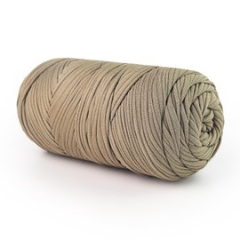 BATELO 400g T-Shirt Yarn Crochet Yarn for Beginner Crochet Bags/Basket/Coaster,High Elastic Thick Polyester Fabric(Khaki)