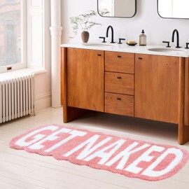 Homantic Get Naked Bath Mat Long Bathroom Rug - Super Soft Funny Bath Mat Non Slip Pink Bathroom Decor, Water Absorbent Runner Rugs for Sink Bathtub and Shower Pink 24" x 59"