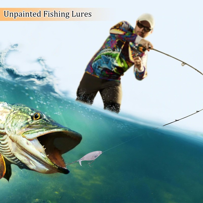 Unpainted Lures,6X Multi Jointed Rotating Tail Artificial Crankbaits with Eyes