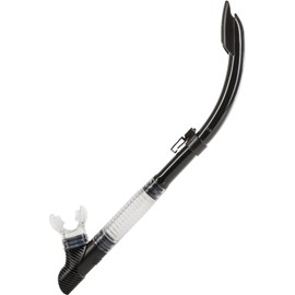 IST Semi Dry Snorkel with Flexible Tube, Splash Guard & Hypoallergenic Mouthpiece for Snorkeling & Scuba Diving (Black with Clear Silicone)